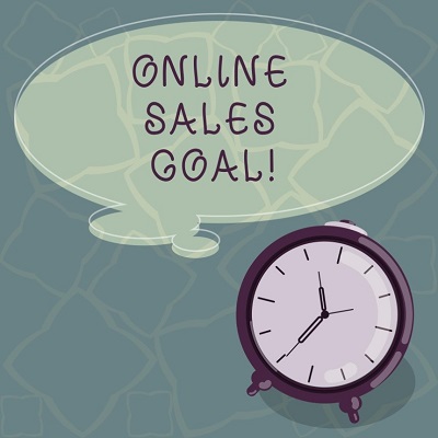 Text sign showing Online Sales Goal. Conceptual photo working backward from your company annual revenue target to symbolized Ecommerce Data Accuracy