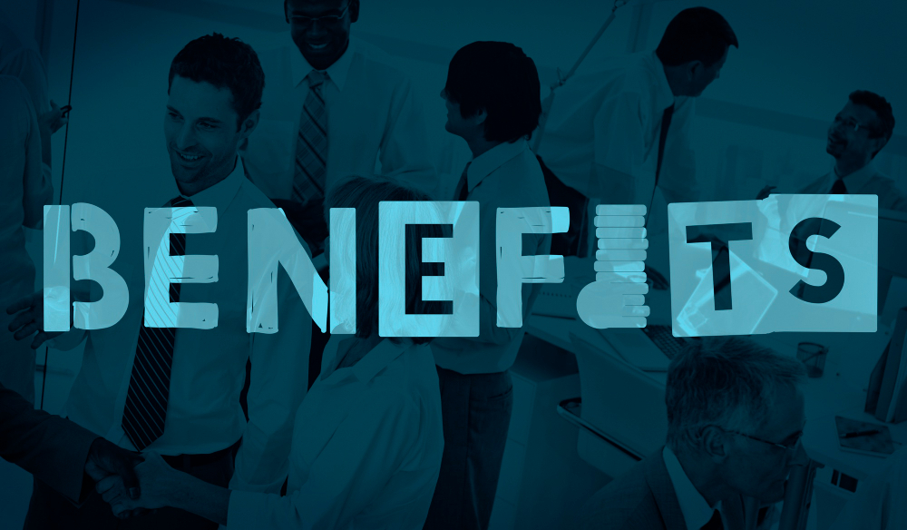 The word benefits is spelled out with blocks referring to the benefits of using electronic checks for business.