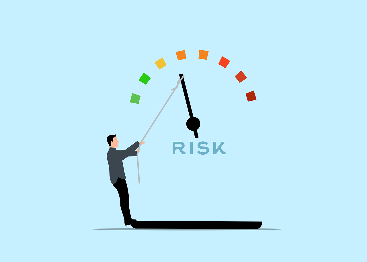 Cartoon person pulling on risk meter to symbolize high risk payment gateway for tech support