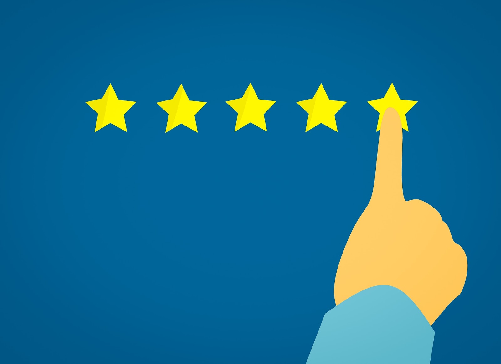Finger pointing to five stars to symbolize satisfaction as a benefit of an online payment gateway for tech support