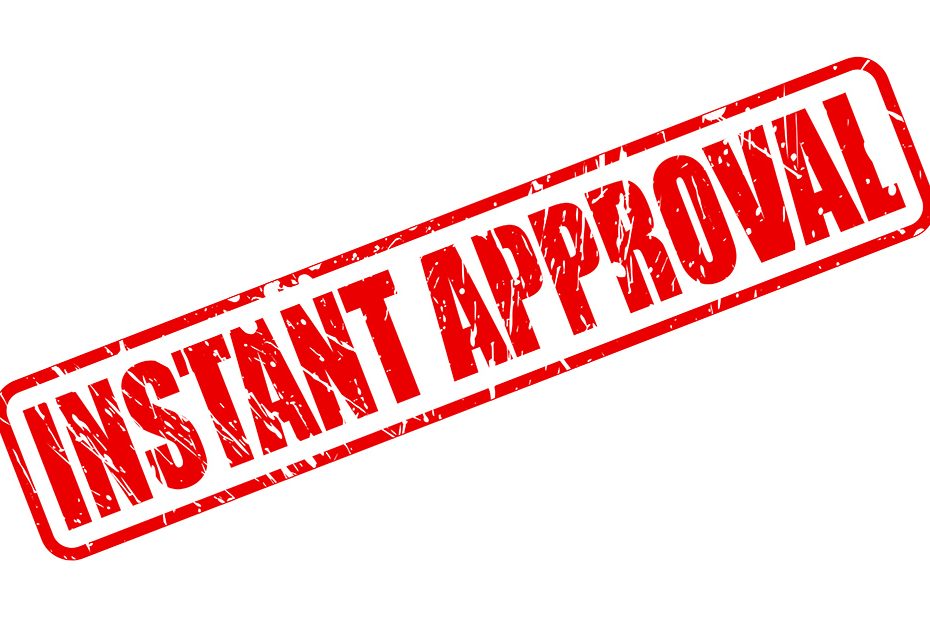 A red stamp that says instant approval referring to the instant approval of a high-risk merchant account.