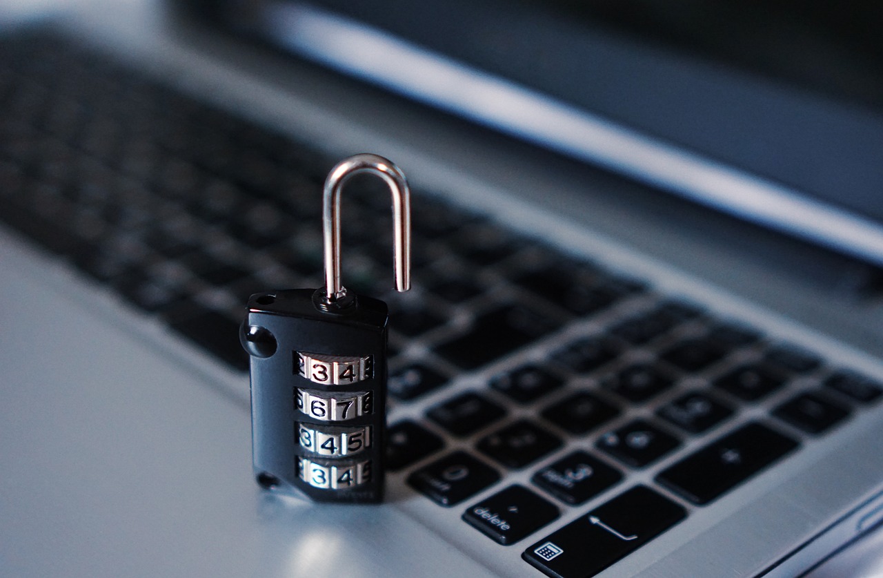 A lock on a laptop keyboard.